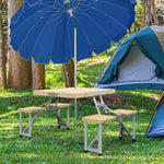 Folding Camping Table And Chairs W/ Umbrella Hole