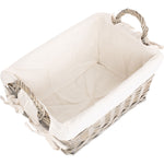 Wicker Antique Wash Handled Lined Storage Basket | Medium | White