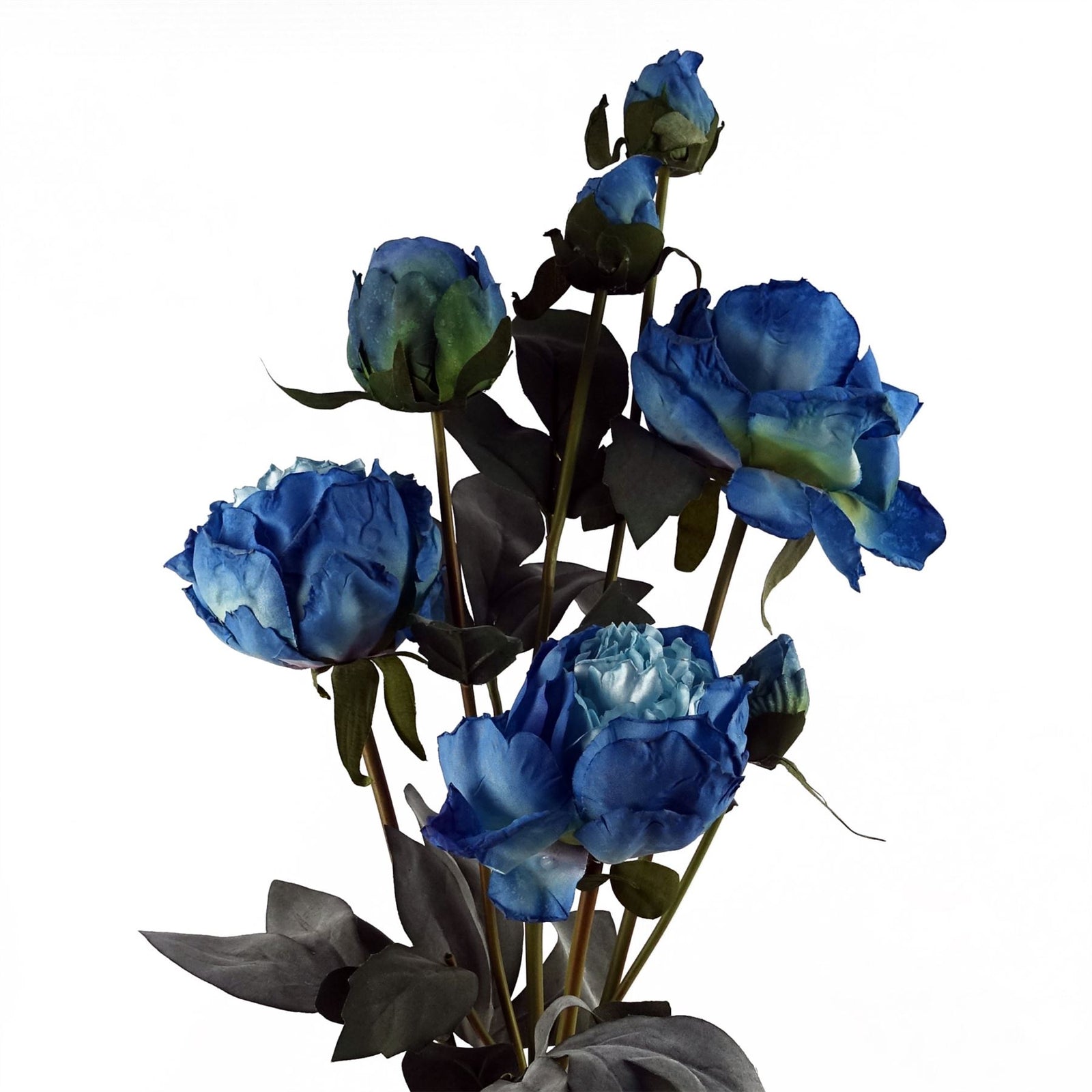 6 X 55cm Blue Peony Artificial Flower Stems - 24 Flowers 18 Buds