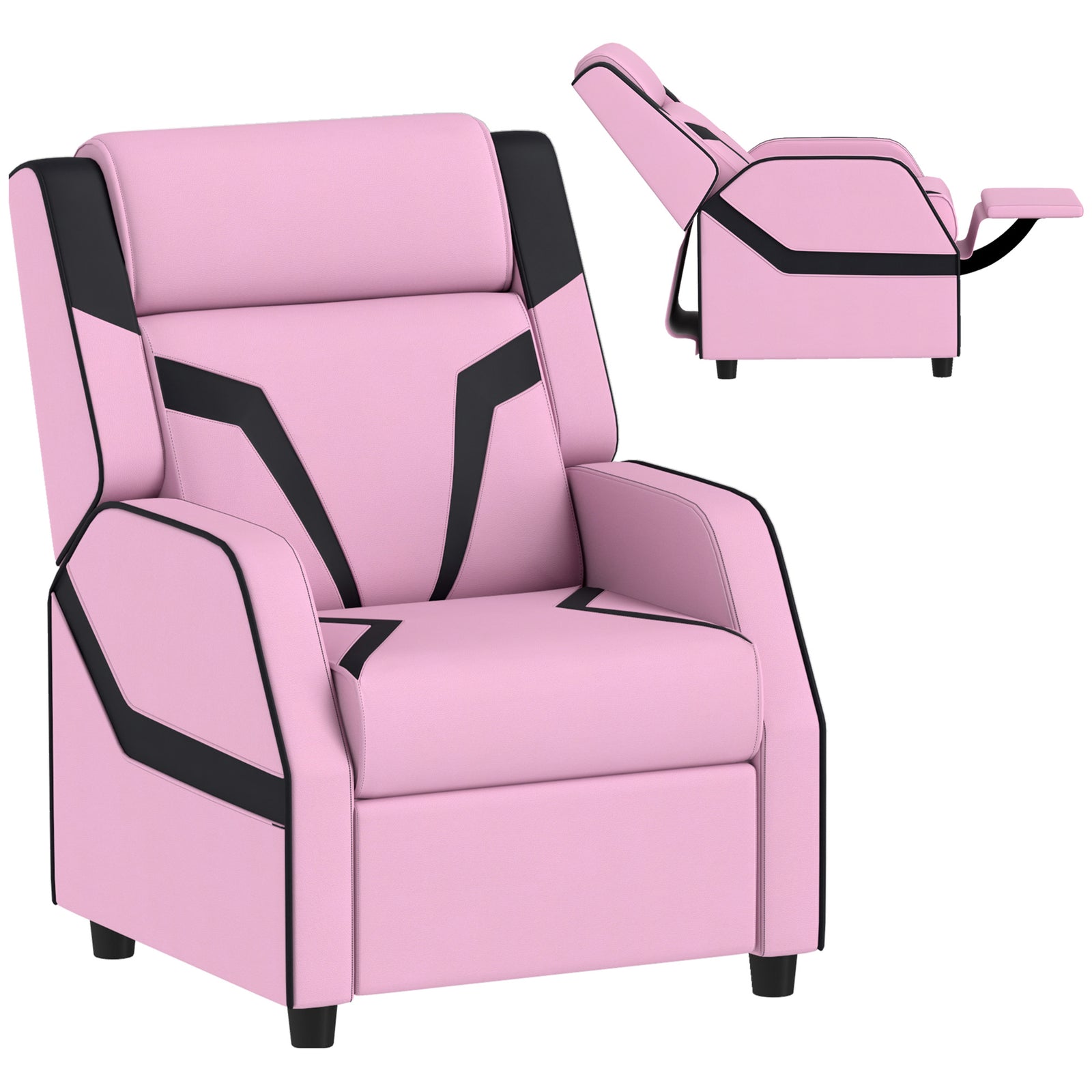 2 In 1 Kids Armchair Recliner, Pu Leather, For 3-9 Years Old | Pink