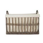 White Cotton Lined Malmo Openwork Laundry Baskets | Small | Brown