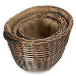 Red Hamper Wicker Oval Hessian Lined Log Basket