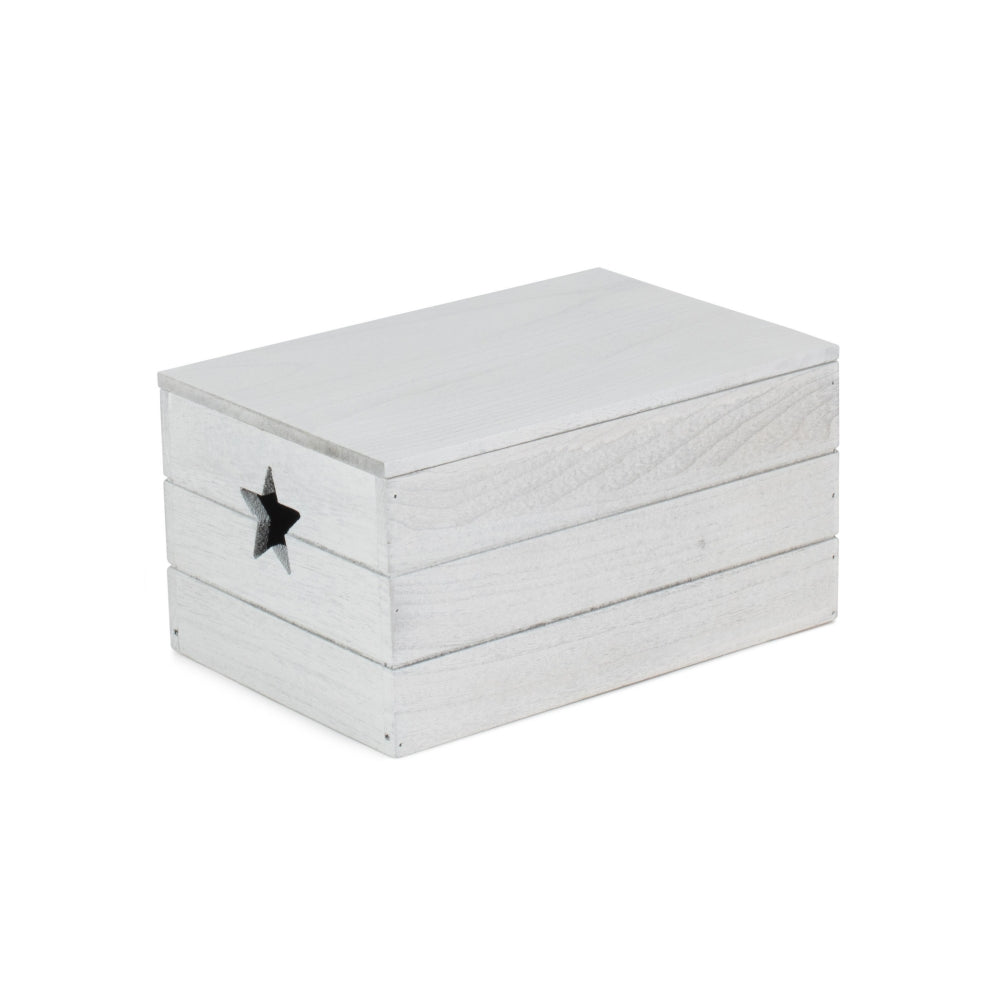 Wooden Vintage Effect Star Cut Out Box | Large