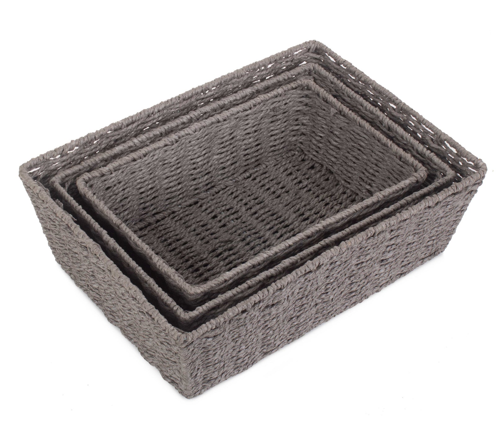 Grey Paper Rope Tray | Set-of-3 | Gray