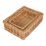 Wicker Straight Sided Rectangular Tray | Set-of-3 | Brown