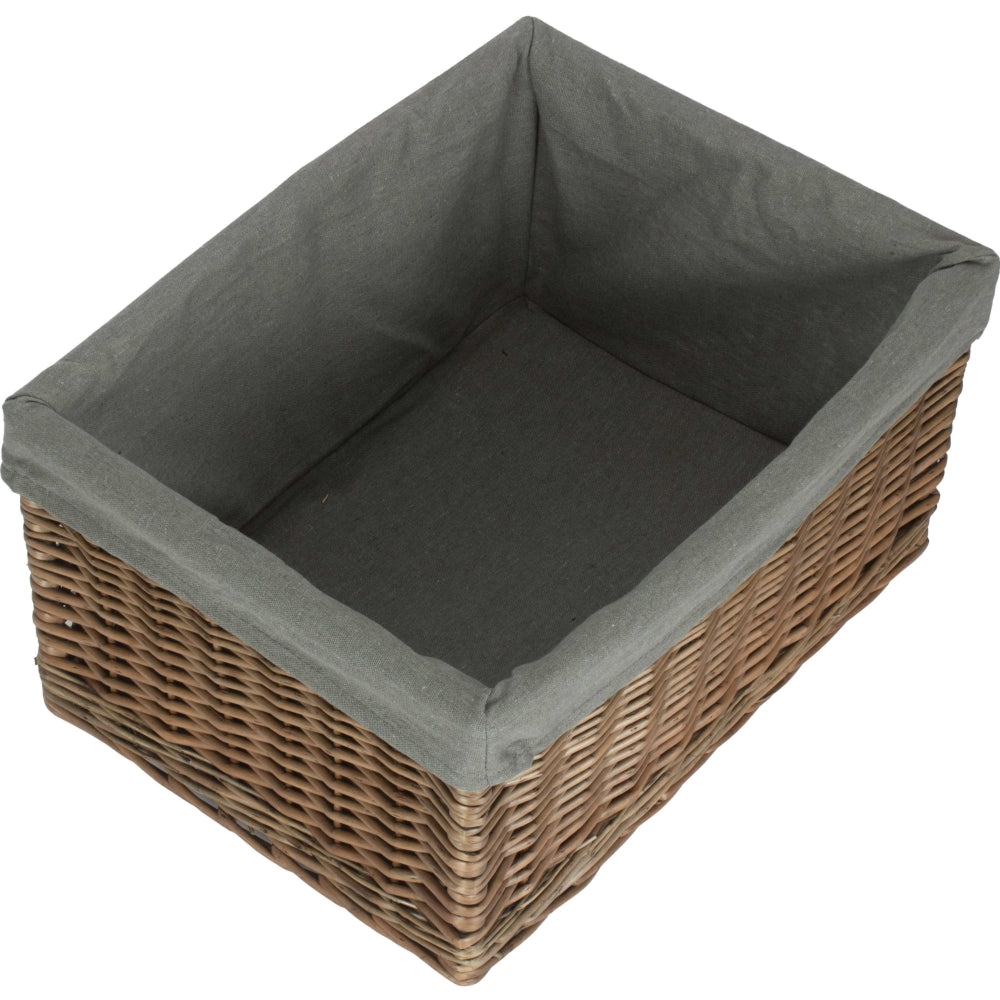 Antique Wash Grey Cotton Grey Lined Willow Storage Baskets | Set-of-4 | Gray