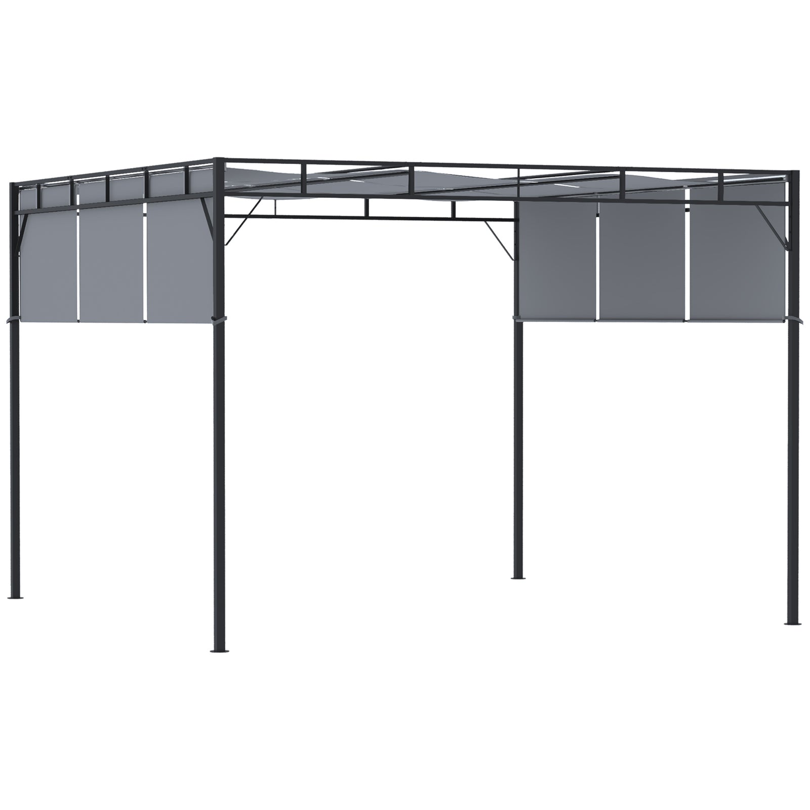 3metre Steel Pergola Garden Gazebo With Retractable Canopy