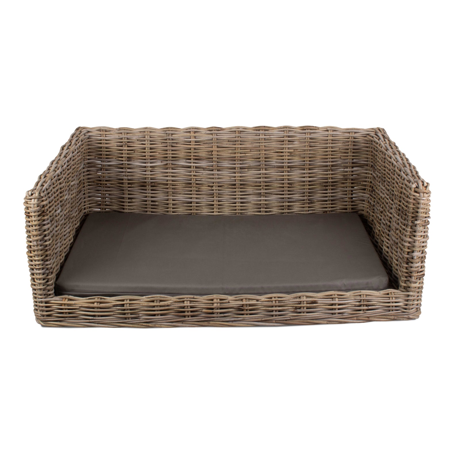 Rattan Luxury Rattan Dog Sofa Bed | Large | Gray