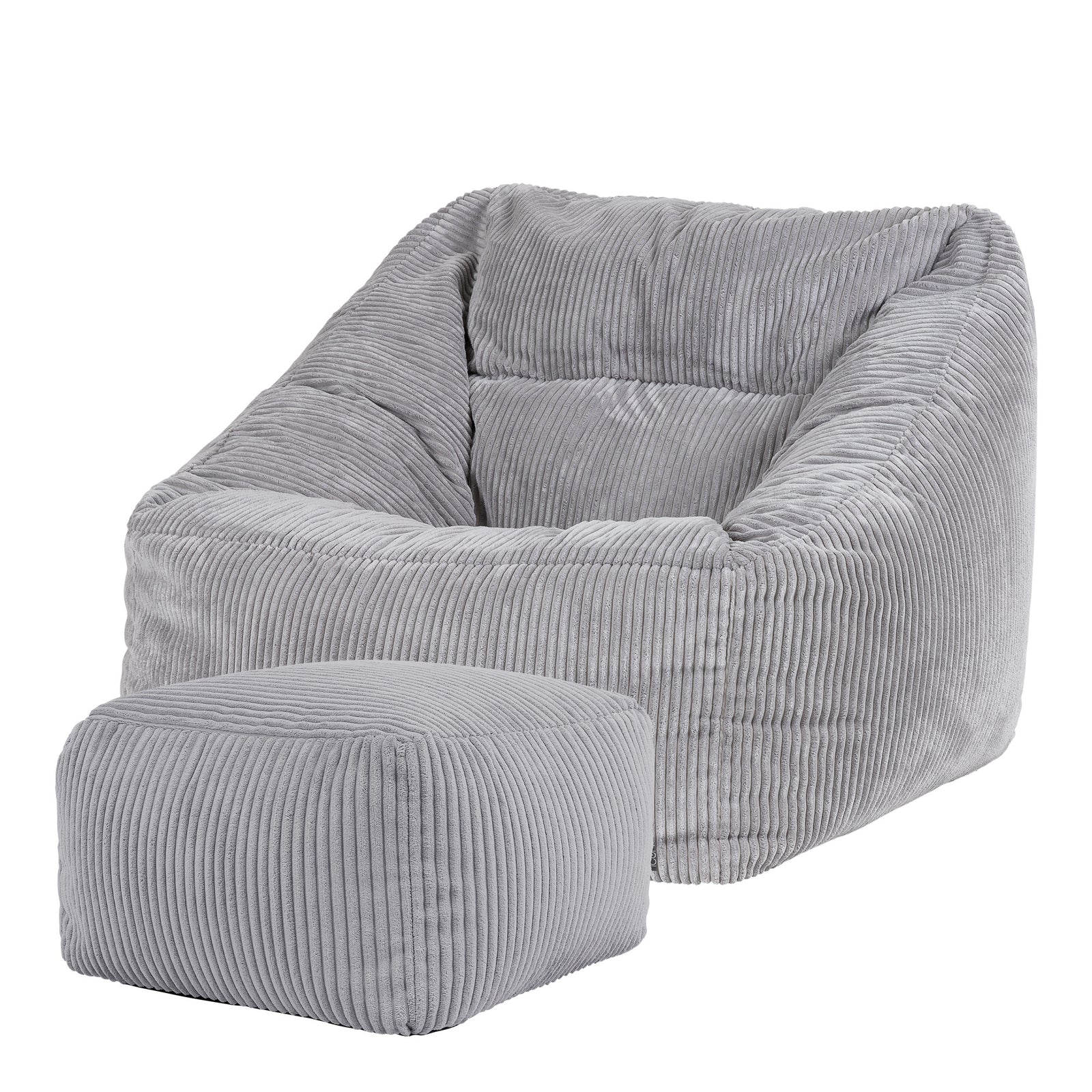 Morgan Cord Armchair & Footstool Set | Gray