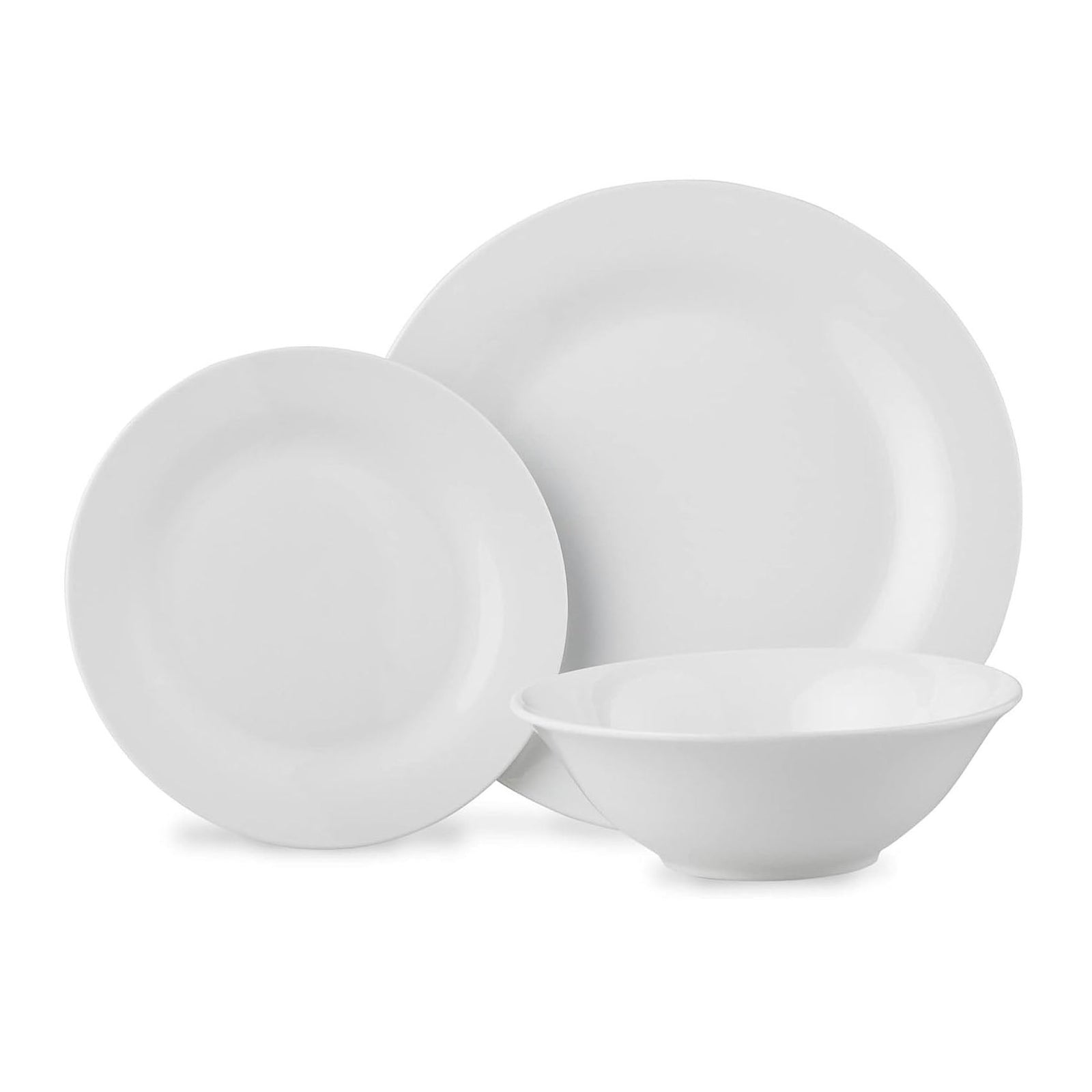 Dinner Set 18 Pc Rim White Porcelain Dinnerware Plates Bowls