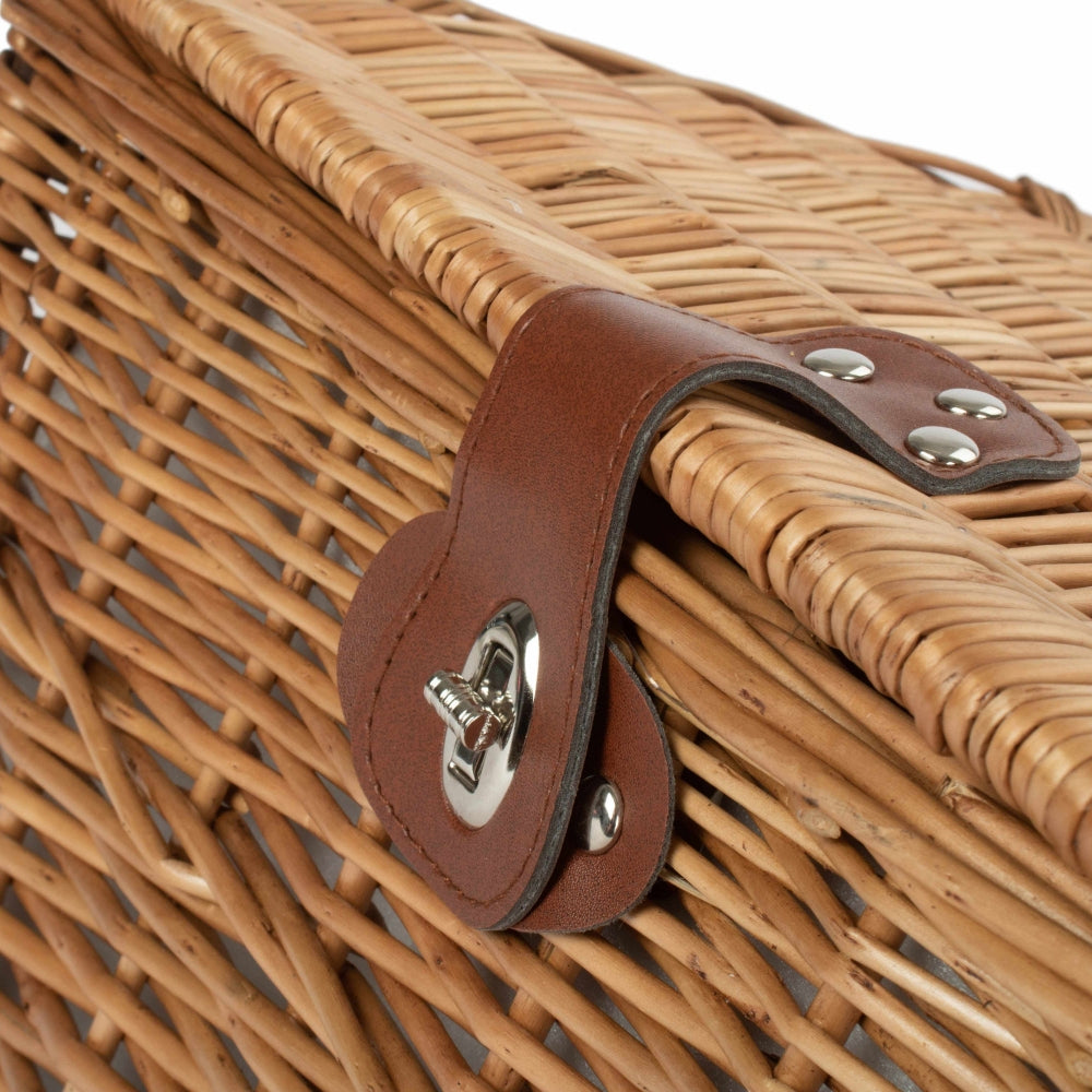 Four Person Green Tweed Chest Picnic Wicker Basket