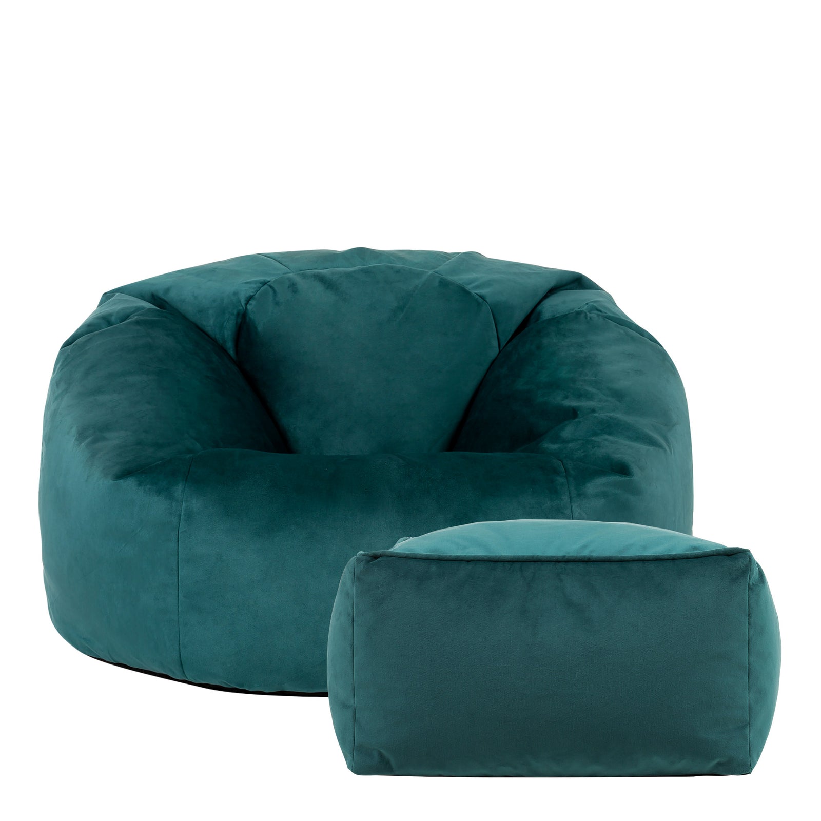 Aurora Velvet Bean Bag & Pouffe Chair & Pouffe Set | Teal