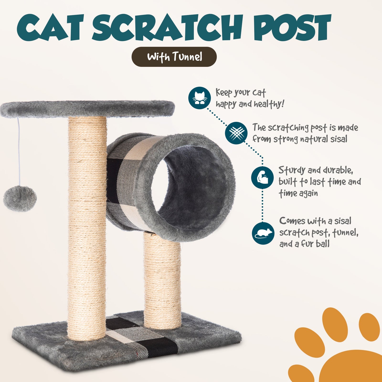 Cat Scratch Post With Bed And Tunnel