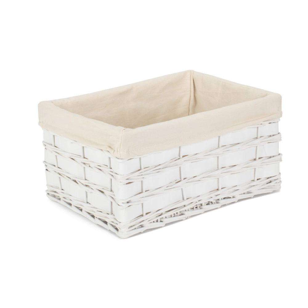 Wicker White Scandi Storage Basket With White Lining | Large | White