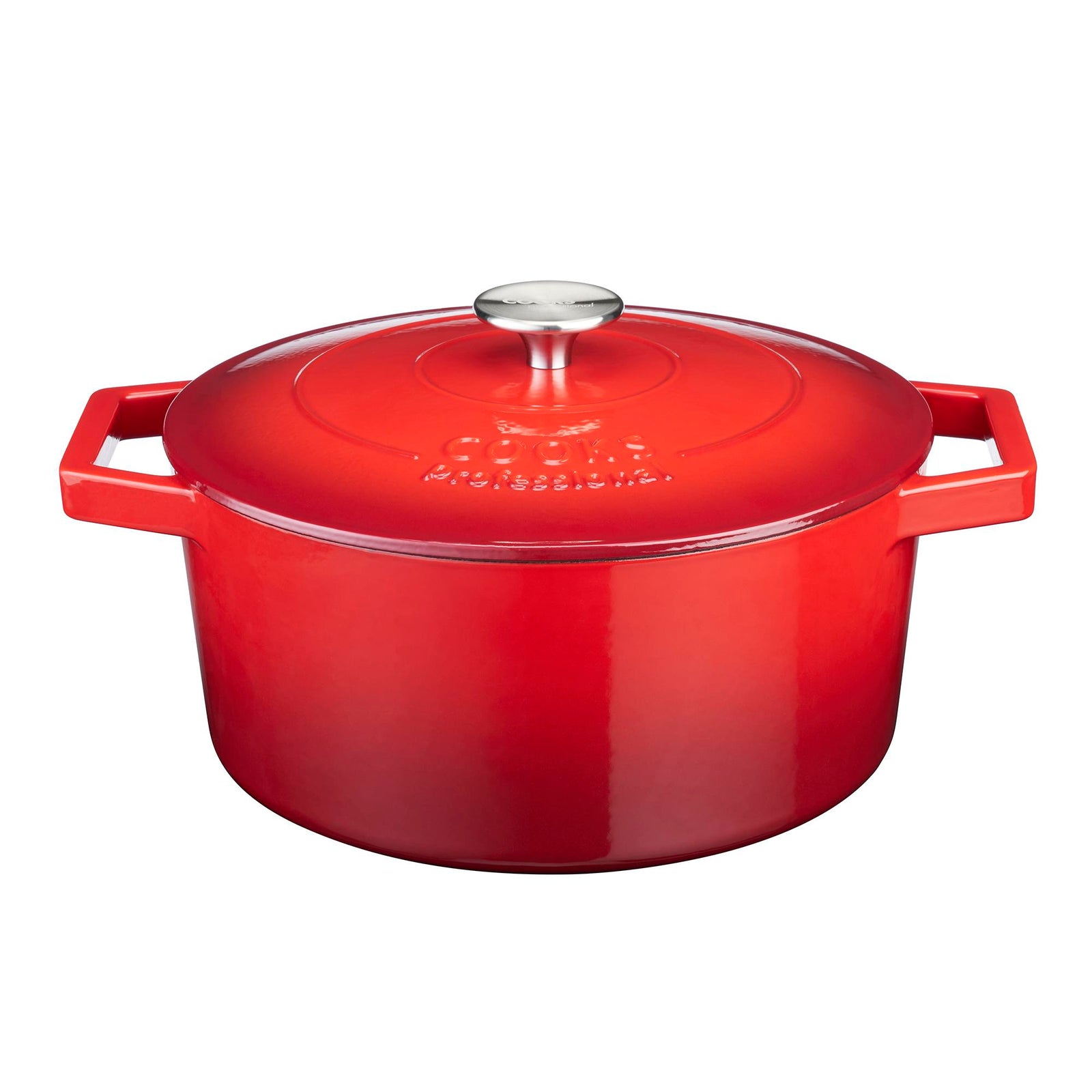 Cast Iron Casserole Dish 26cm Oven Proof Enamelled Pan With Lid | Red