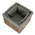 Square Antique Wash Grey Lined Storage Basket | Set-of-2 | Gray