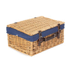 Wicker Buff 40cm Picnic Basket | Blue