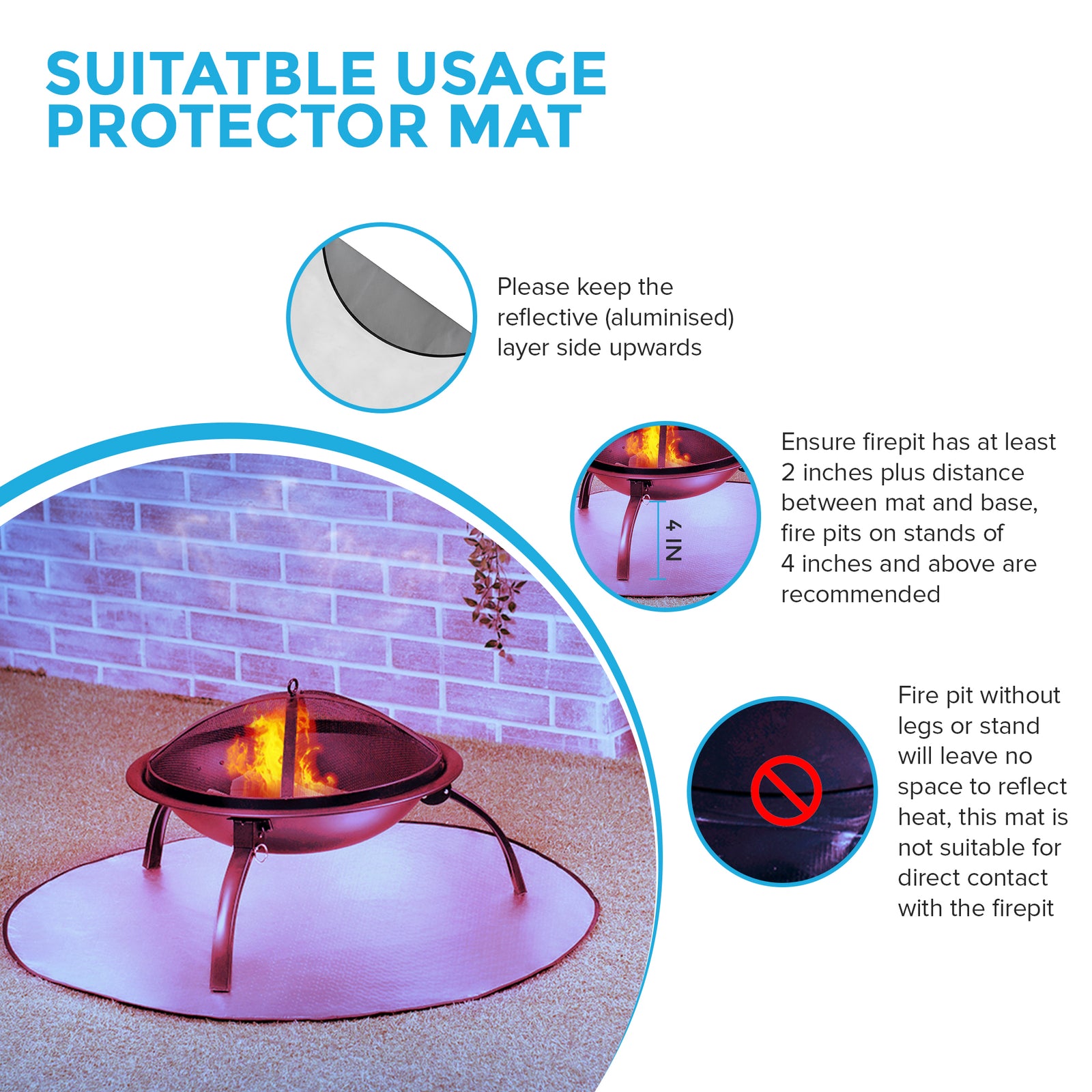 38” Round Fire Pit Protector