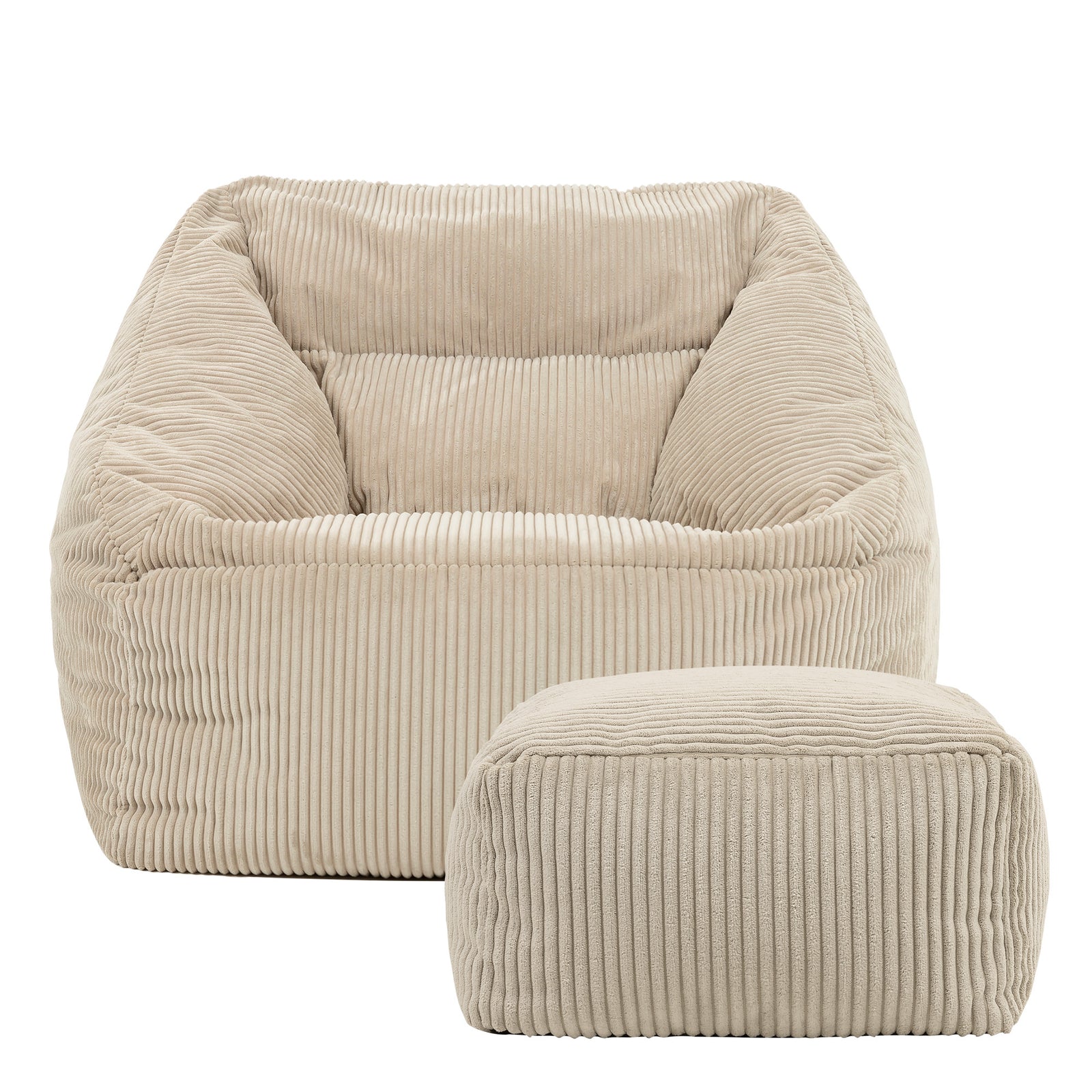 Morgan Cord Armchair & Footstool Set | Beige