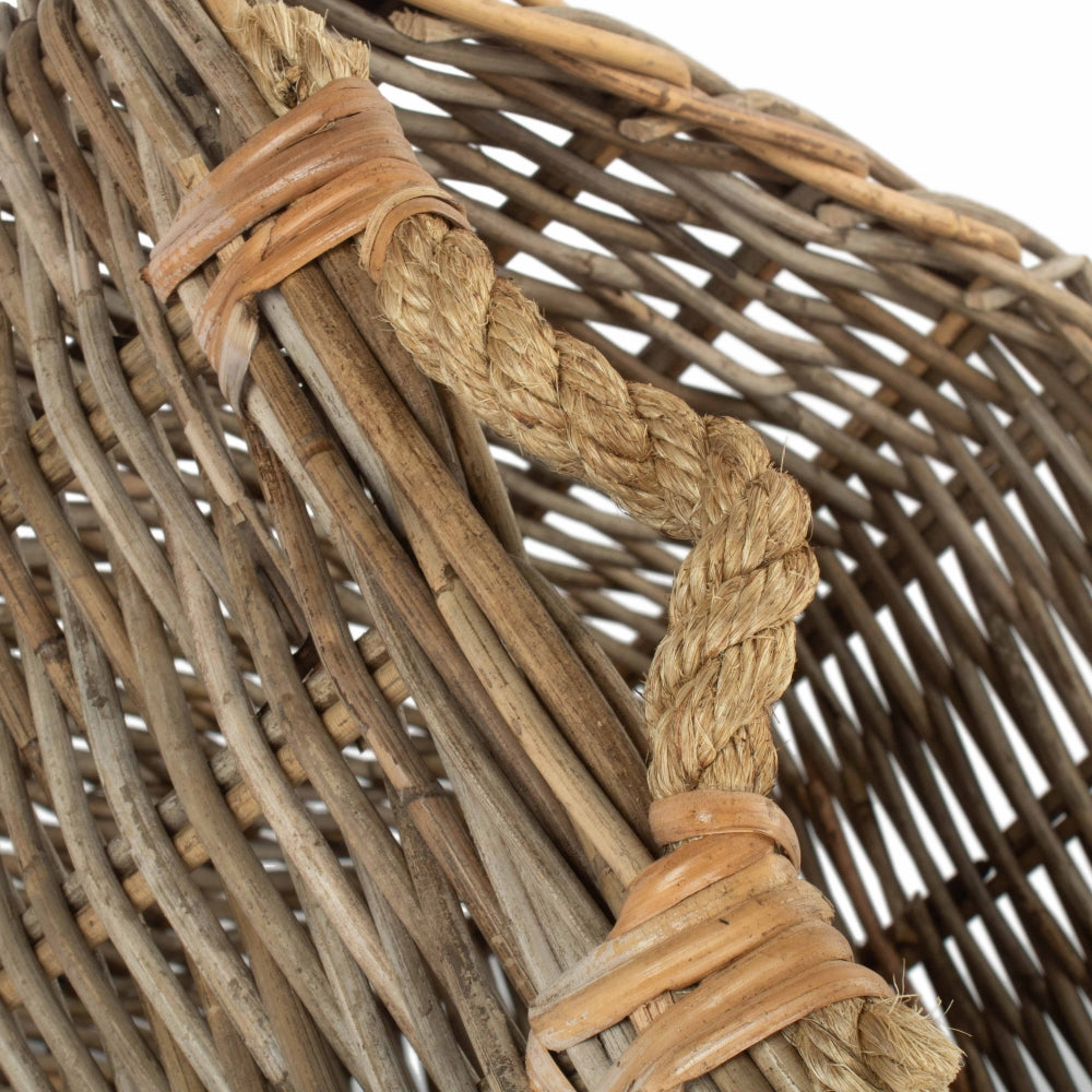 Square Grey Rattan Log Basket | Small | Brown