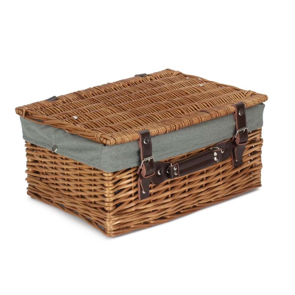 Wicker Double Steamed 40cm Picnic Basket | Gray