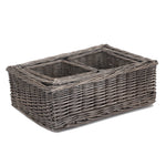 Antique Wash Finish Wicker Tray | Set-of-4 | Brown