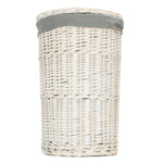 Round White Wash Laundry Hamper With Grey Sage Lining | Small