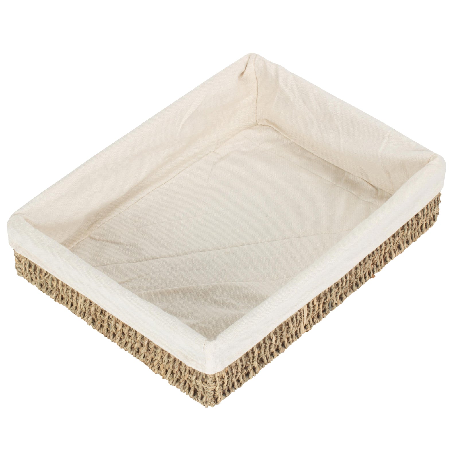 Seagrass Cotton Lined Rectangular Tray | Large | Green