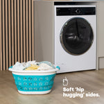 Collapsible Flower Print Laundry Basket - Turquoise