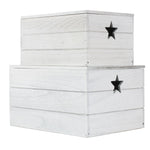 Wooden Vintage Effect Star Cut Out Box | Set-of-2