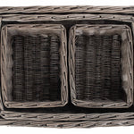 Antique Wash Finish Wicker Tray | Set-of-4 | Brown