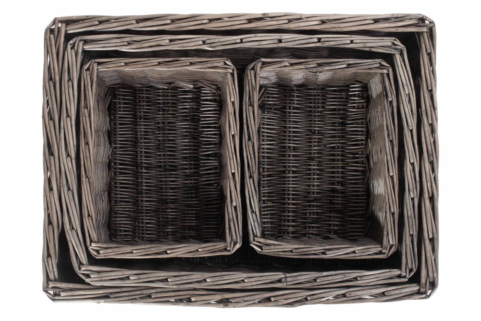 Antique Wash Finish Wicker Tray | Set-of-4 | Brown