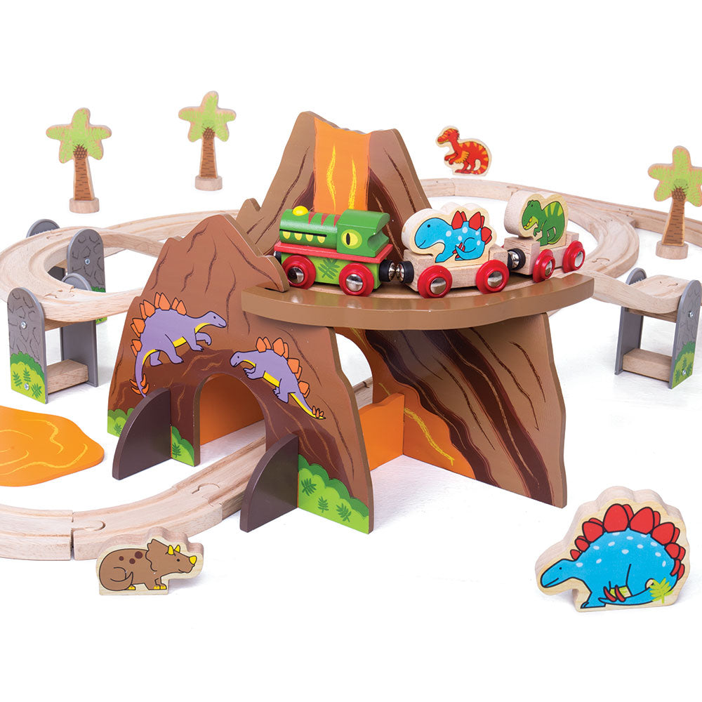 Wooden Dinosaur Train Set - 49 Pieces