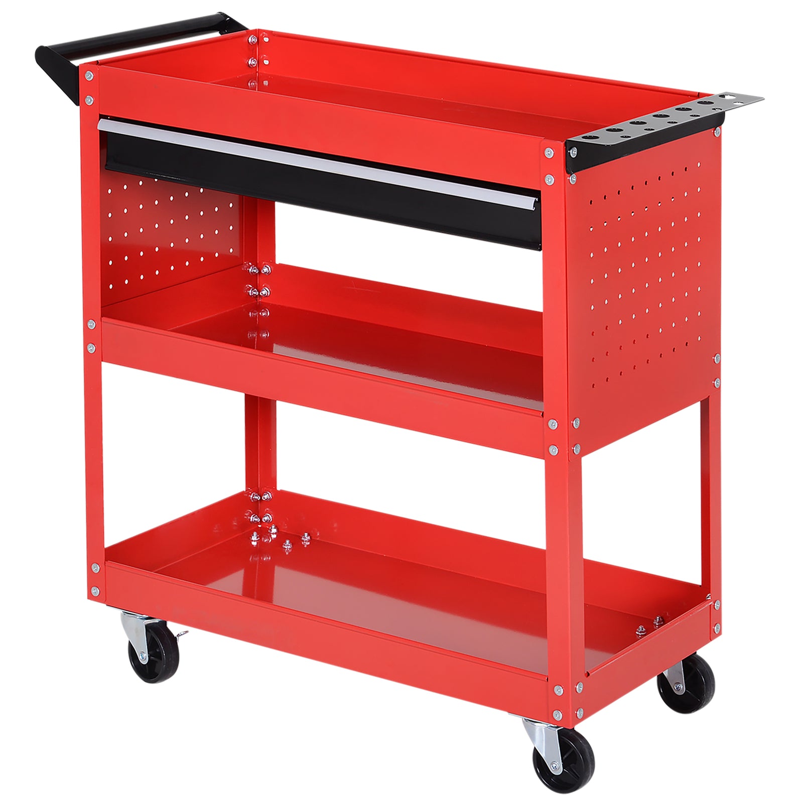 3-tier Tool Trolley With Lockable Casters