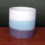 Leaf Blue Grey Stripe Ceramic Planter Plant Pot