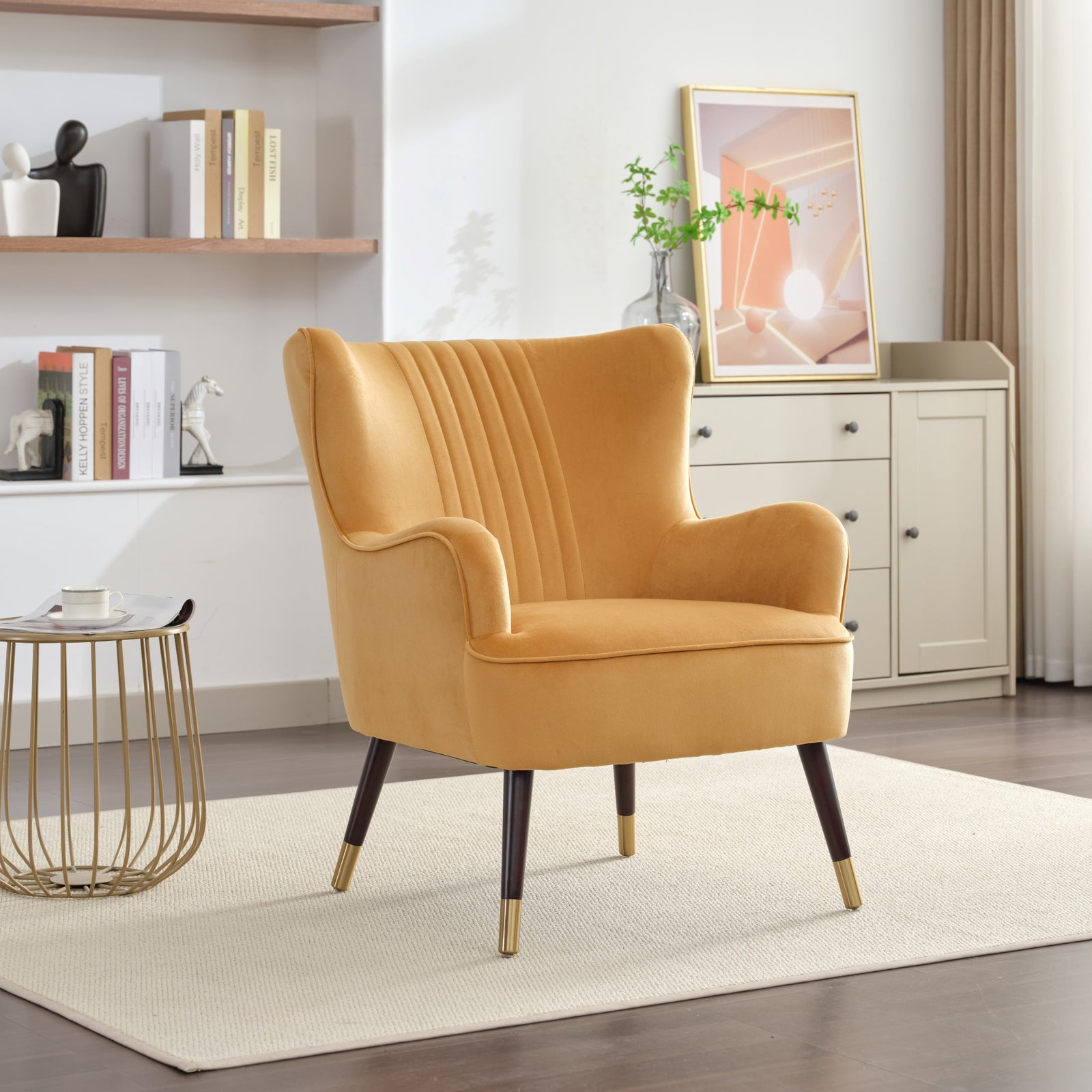 Madison Velvet Fabric Accent Chair | Yellow