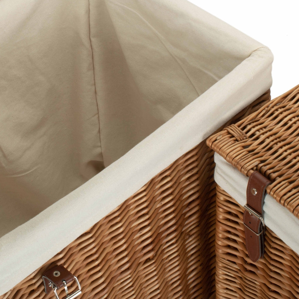 Red Hamper White Cotton Lined Boutique Double Steamed Laundry Baskets