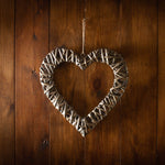 Wicker Flat Open Heart | Large | Gray