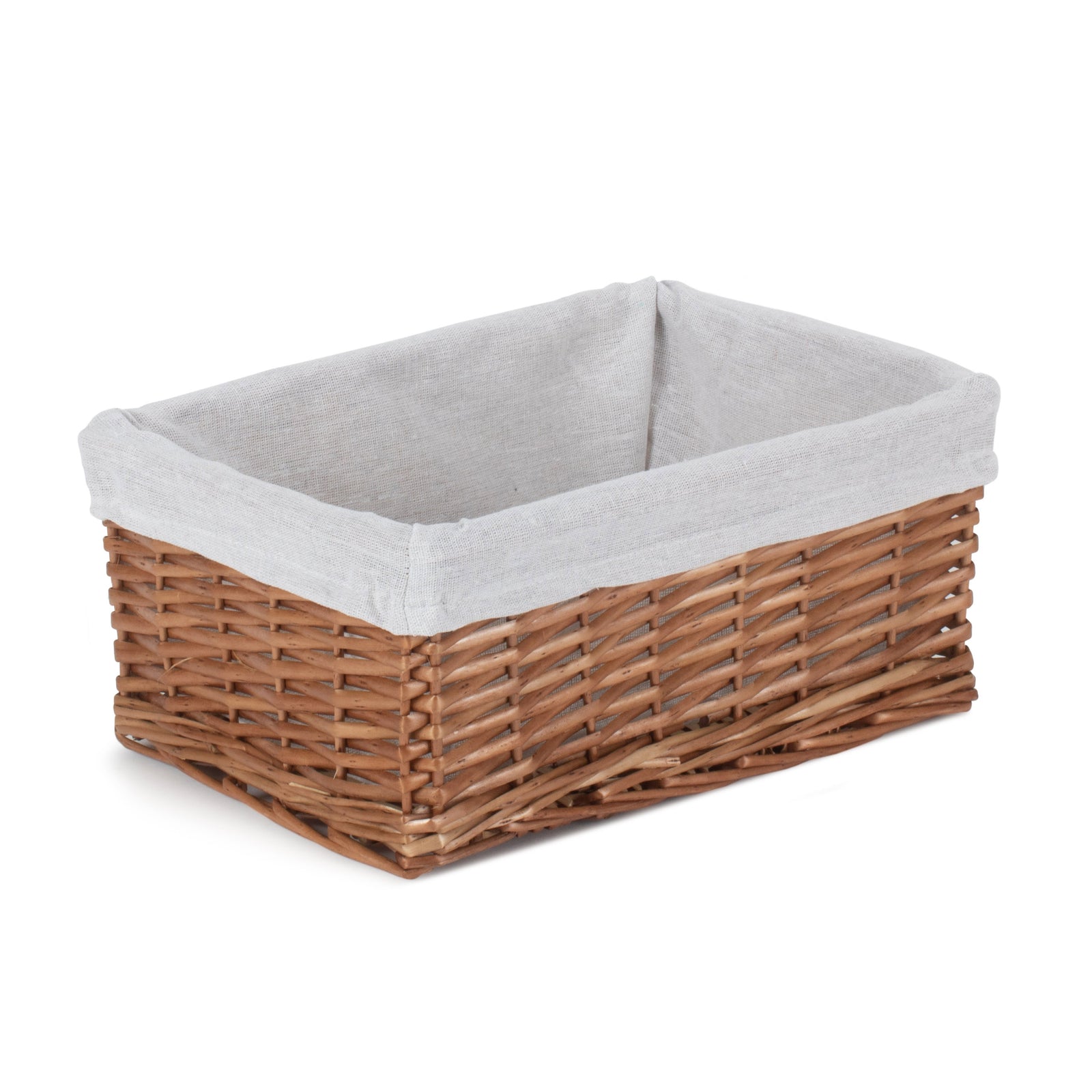 Wicker Double Steamed Storage Basket With White Lining | Medium | White