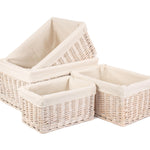 Wicker White Lined Storage Basket | Set-of-4 | White