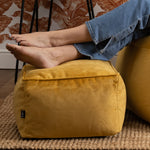 Amara Velvet Bean Bag Pouffe | Yellow