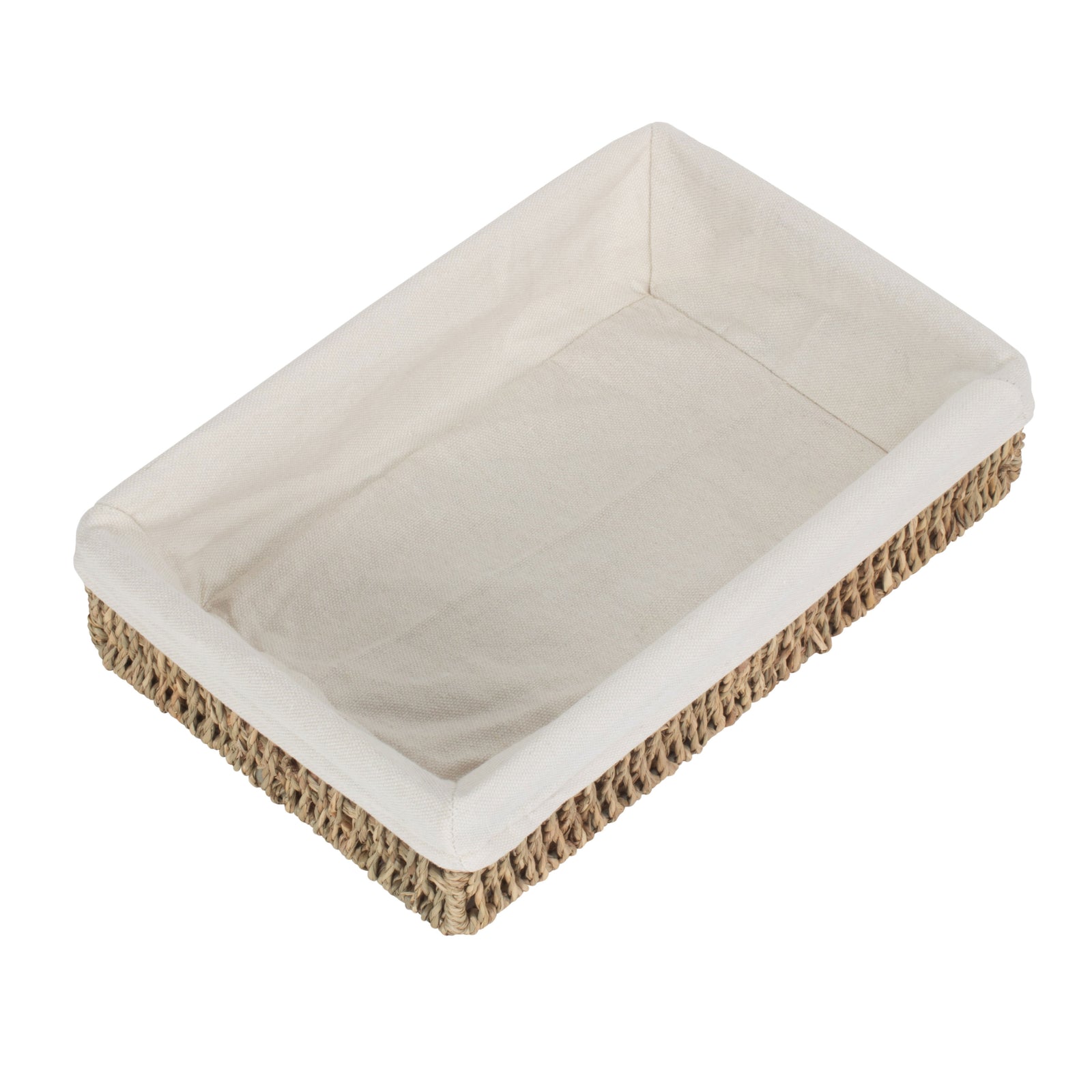 Seagrass Cotton Lined Rectangular Tray | Small | Green