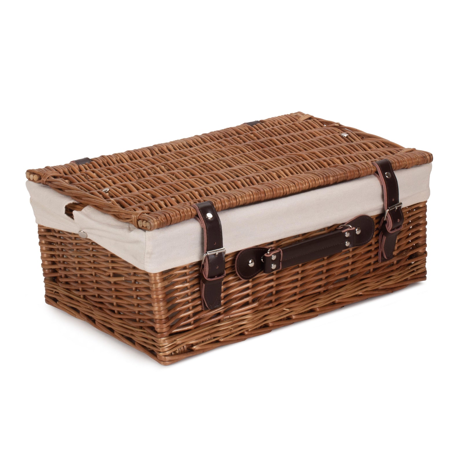 Wicker 46cm Double Steamed Picnic Basket | White