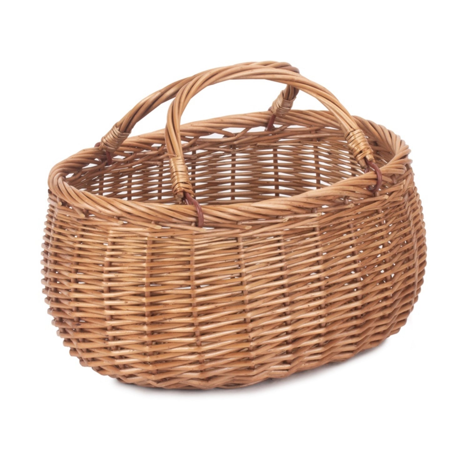 Wicker Basket Light Steamed Swing Handled Country Shopper | Brown