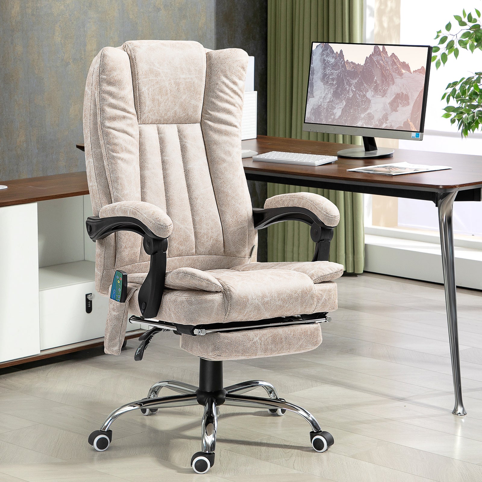 Massage Office Chair Microfibre Arms | Cream