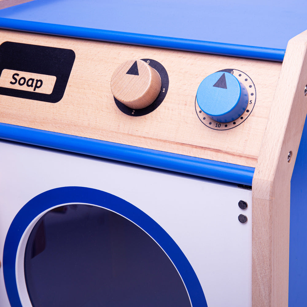 Wooden Toy Washing Machine, With Clicking Dials, 52cm Tall