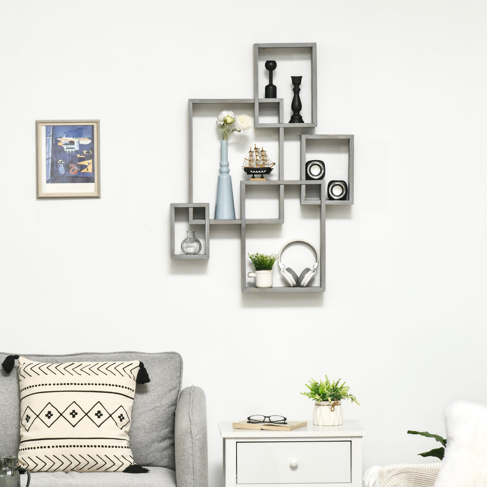 Floating Shelves, Interlocking Cube Shelves For Decoration | One Size | Gray