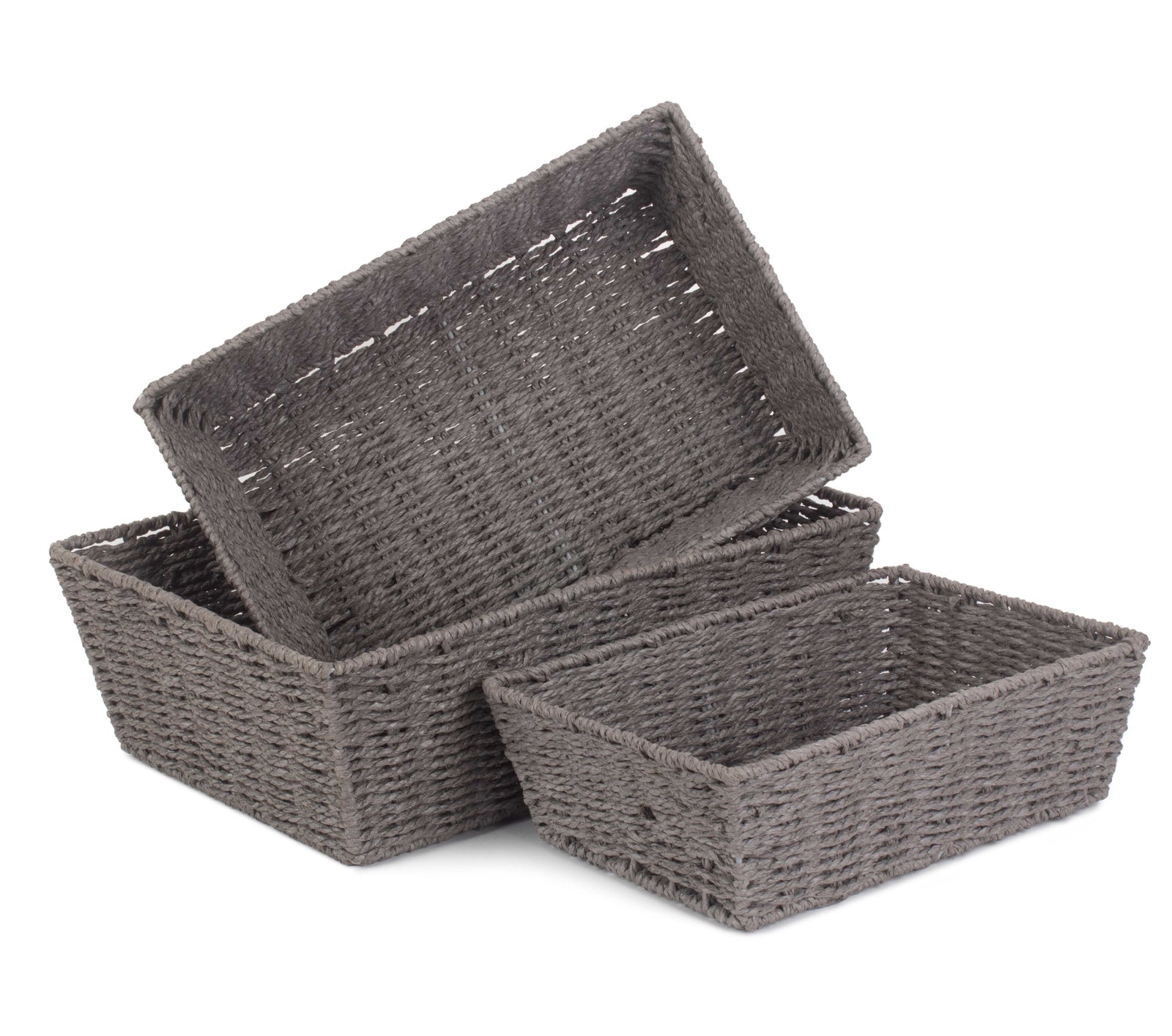 Grey Paper Rope Tray | Set-of-3 | Gray