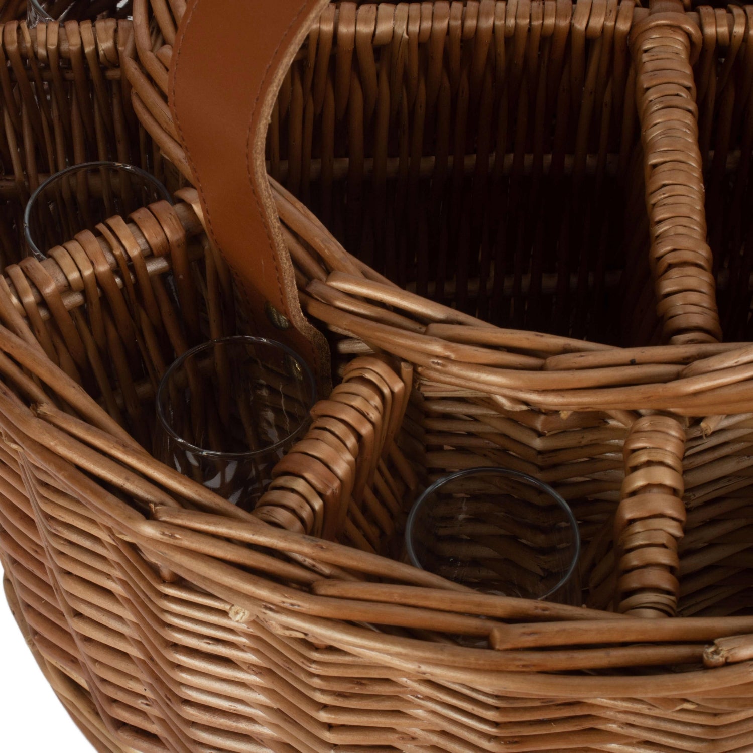 Light Steamed Garden Party Wicker Basket With Glasses