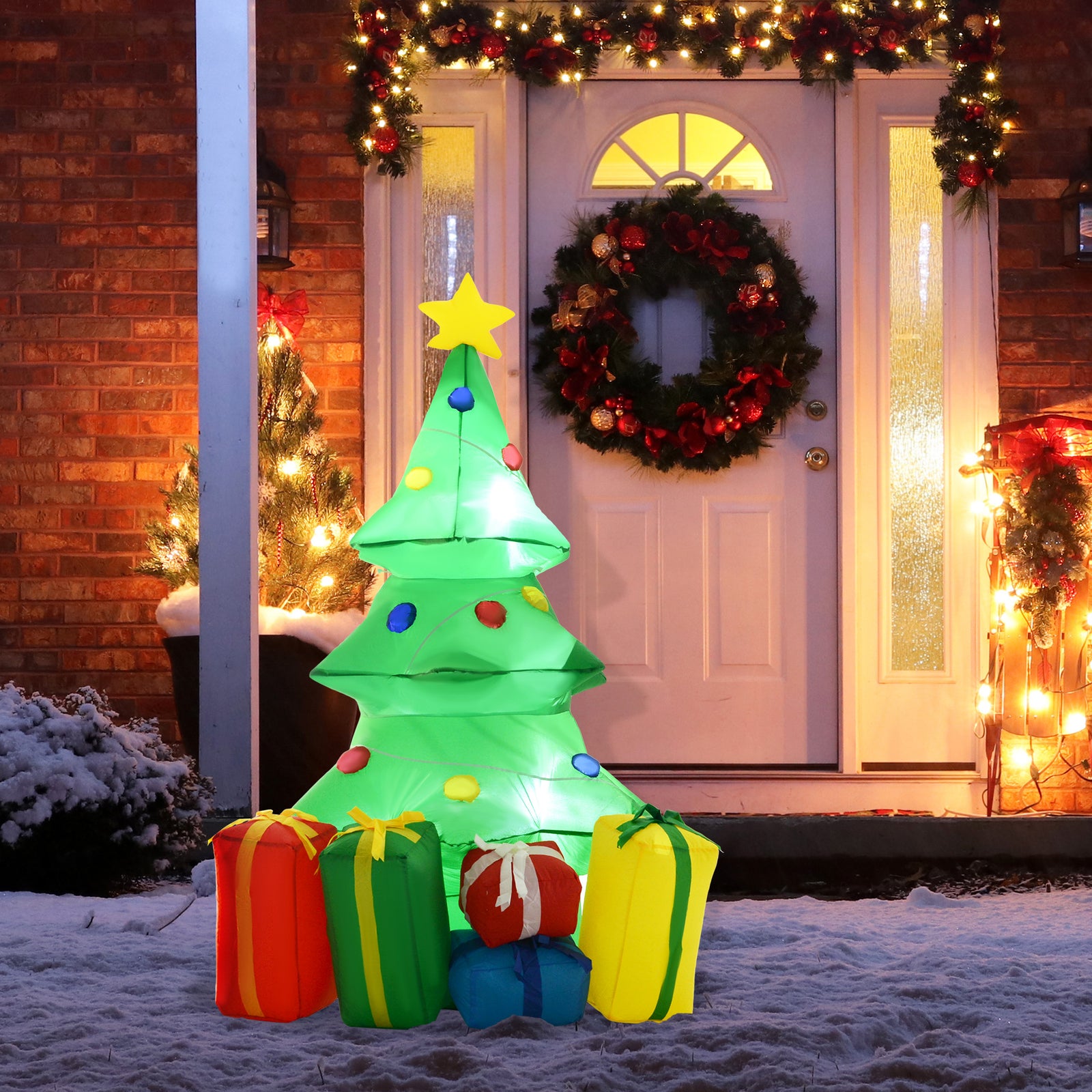 5ft Inflatable Christmas Tree Xmas Airblown Holiday Decor